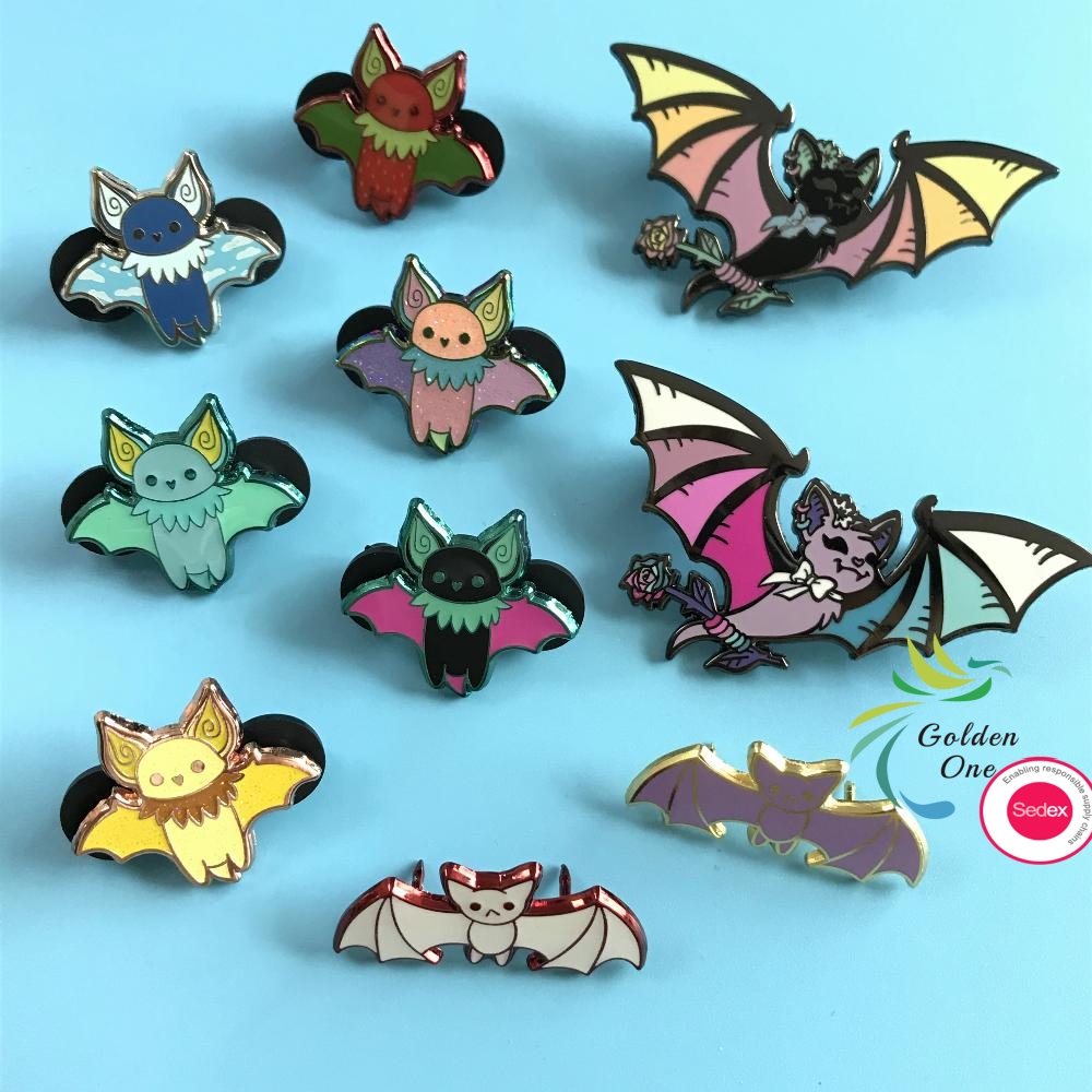 New Cute Animal Princess Music Note Emblem Crown Elegant Custom Design Cartoon Bat Butterfly Uv Printing Lapel Pins
