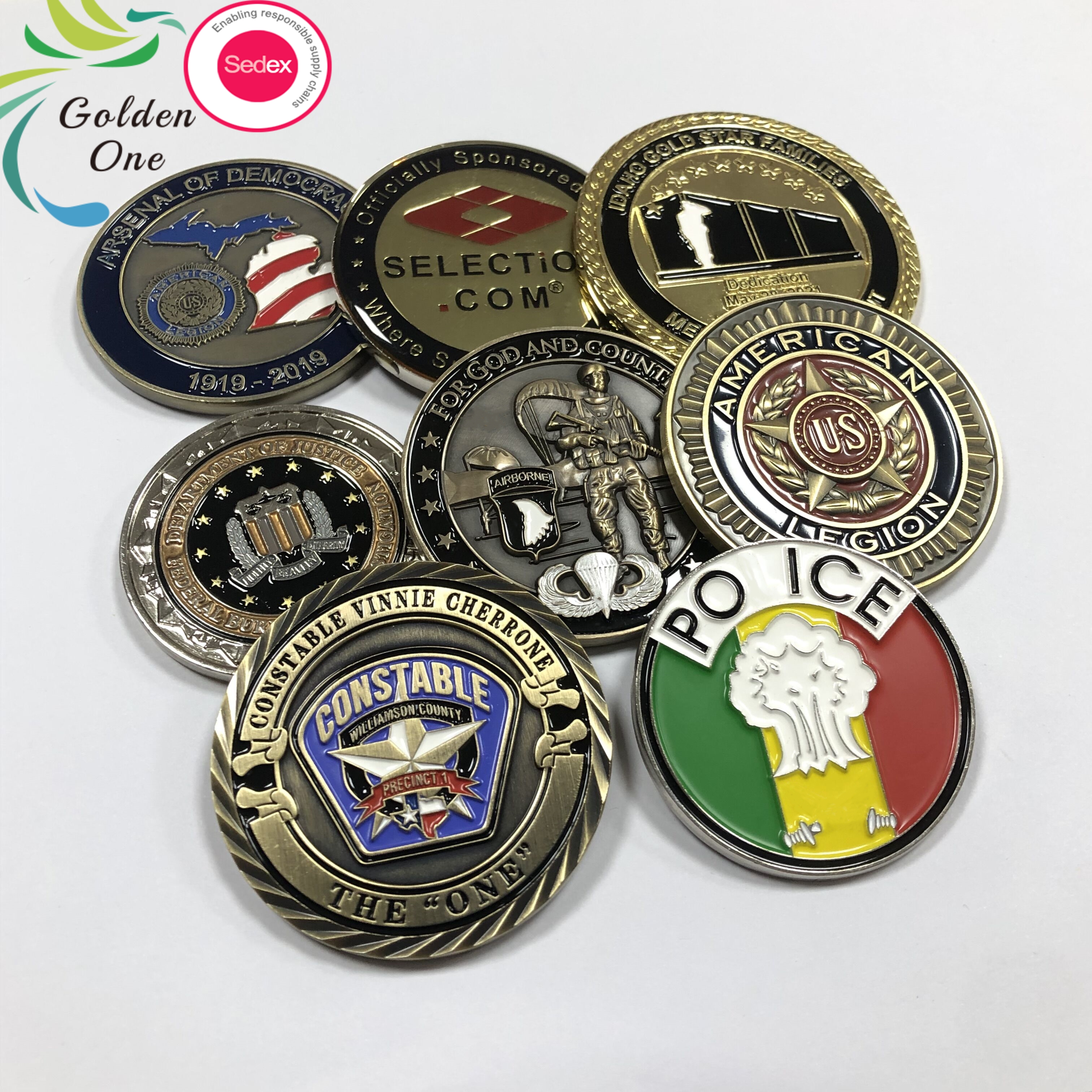 Custom Made 2D 3D Shiny Gold Plated Lion Club USA Coins Souvenir Metal Coin blank brass challenge coin
