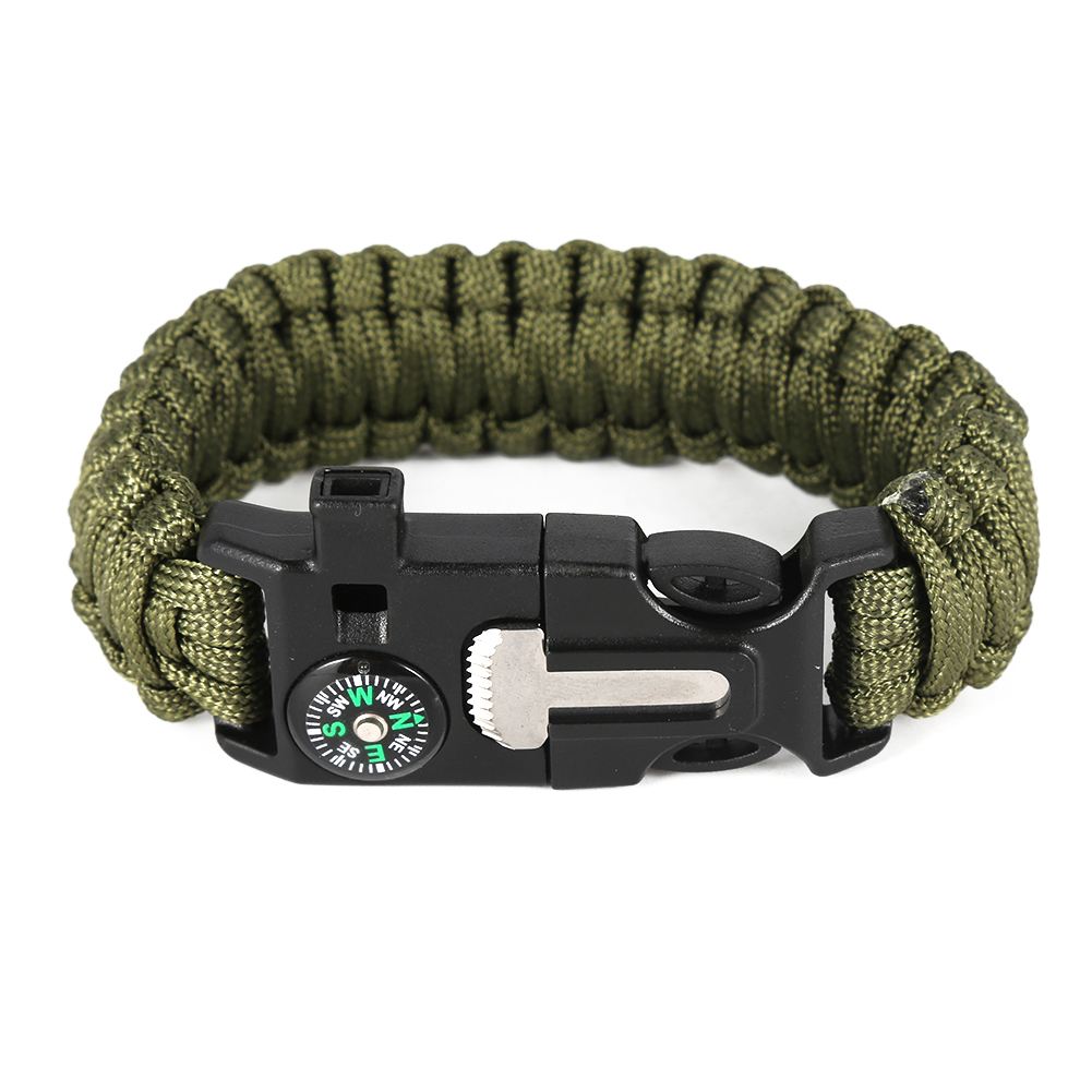 Mens Friendship Easy Adjustable Clasp Rope Tactical Fire Starter Buckles Tools Paracord Survival Bracelet with Compass