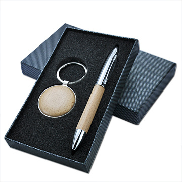 Environmentally Wooden Key Cahin and Ball Pen Gift Set