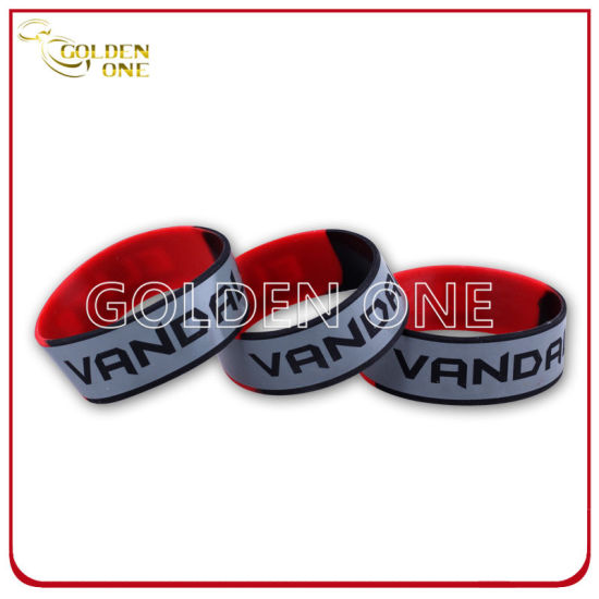 Custom Segmented Coloring with Logo Printed Silicone Wristband