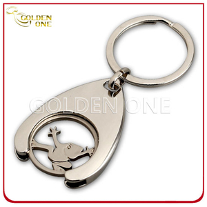 Custom Fine Polished Metal Shopping Trolley Coin Keychain