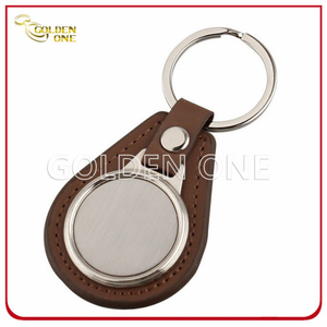Promotion Gift Leather Key Fob with Blank Brush Metal