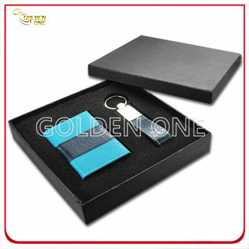 Business Leather Card Holder and Key Ring Gift Set
