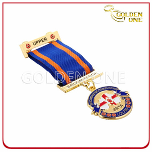 Gold Plated Soft Enamel Military Medal Badge with Lanyard