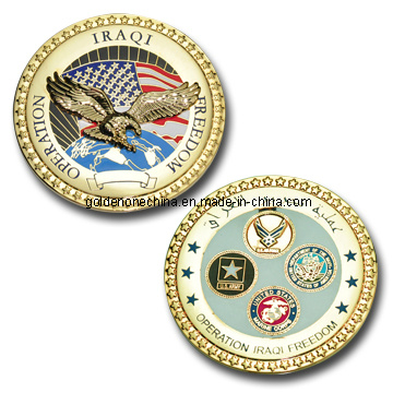 Custom High Quality Antique Brass 3D Embossed Gold Plated Large Coins