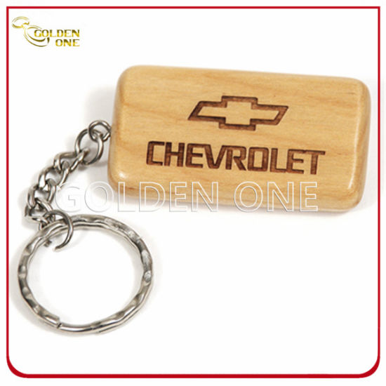 Custom Engrave Blank Wooden Key Ring with Brushed Metal