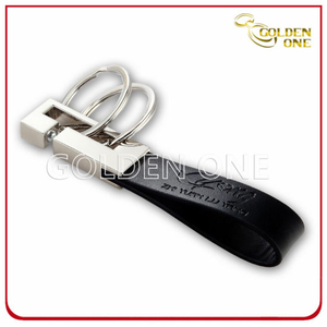 Deluxe Genuine Leather Keychain with 2 Rings