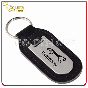 Quality Custom Stamped Steel Brushed Finish Durable Leather Keychain