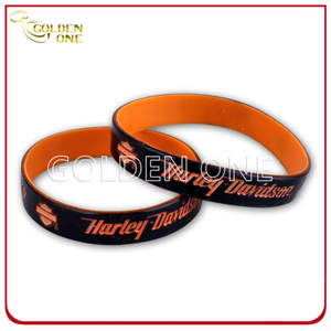 Hot Selling Customized Recessed Color Fill Rubber Bracelet
