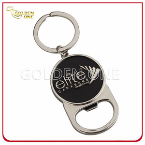 Custom Metal Soft Enamel Nickel Plated Souvenir Leather Keychain with Opener for Promotion Gift