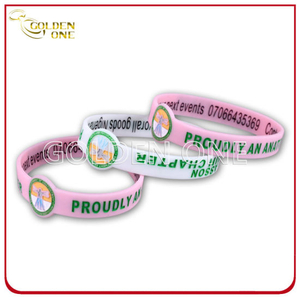 Superior Quality Debossed Printed Concave Design Rubber Bracelet