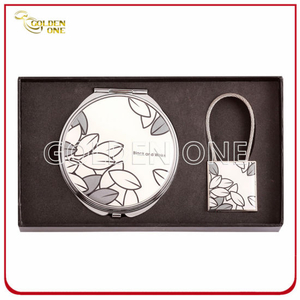 Fashionable Makeup Mirror And Keychain Gift Set
