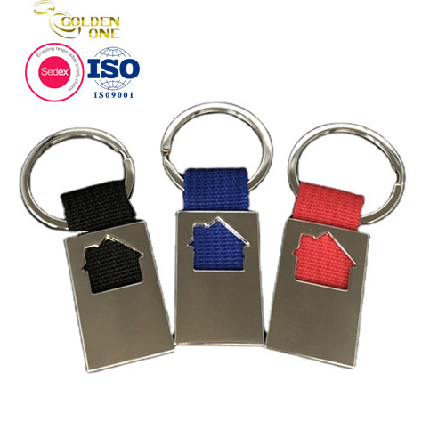 Excellent Quality Stamping Laser Engraving House Advertising Keyring Stainless Steel Custom Metal Keychain With Lanyard