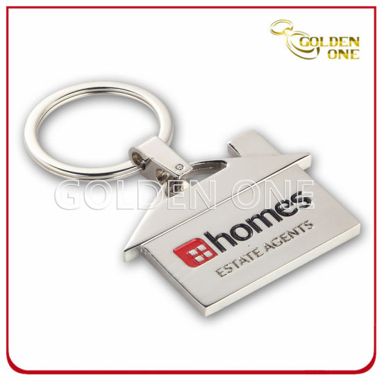 Superior House Shape Metal Key Tag with Enamel