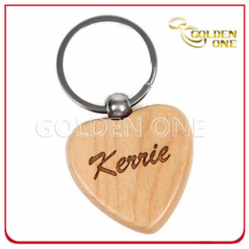 Customized Good Quality Heart Engraving Wooden Key Ring