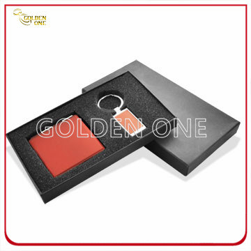 Metal Keychain and Leather Card Case Business Gift