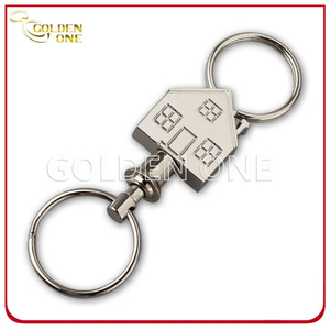 Fancy Design Pull Apart House Shape Engravable Metal Key Ring