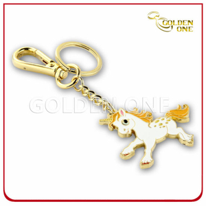 Cute Design Horse Gold Plated Metal Promotion Key Ring