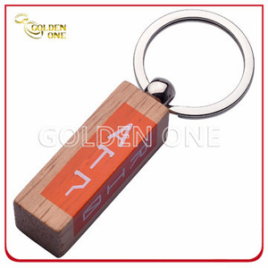 Custom Color Printed Silkscreen Printing Wooden Keychain