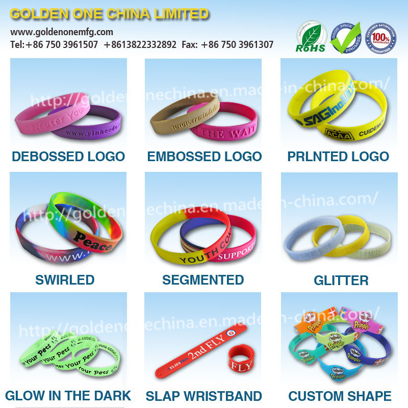 Pulsera de silicona de pantalla de seda de color de estilo arco iris de estilo personalizado