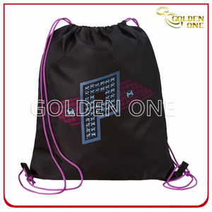 Factory Supply Two-Tone Printed Nylon Drawstring Bag