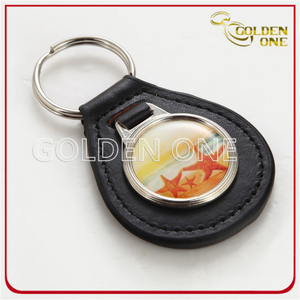 Hot Sale Round Shape Customed chevy malibu 2013 key fob Metal&Leather Key Chain