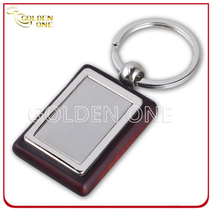 Custom Engrave Blank Wooden Key Ring with Brushed Metal