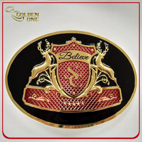 High Quality Shiny Gold 3D Embossed Metal Belt Buckle