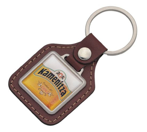 Custom Style Printed Epoxy Square Leather Key Tag (LK127)