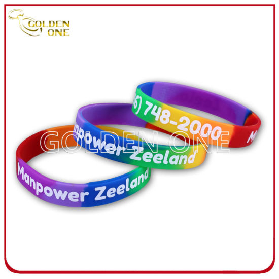 Custom Segmented Coloring with Logo Printed Silicone Wristband