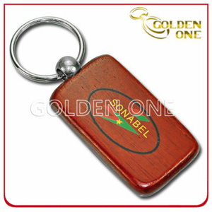 Custom Rectangular Silk Screen Printed Wooden Keychain