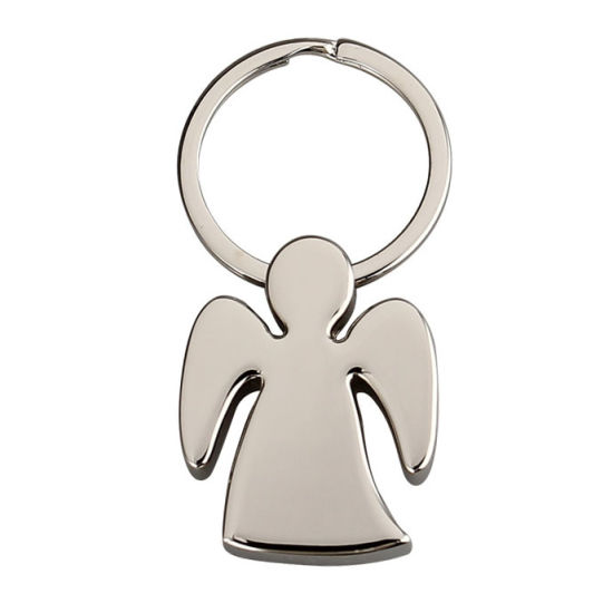 Factory Supply Debossed Matte Nickel Finish Metal Keyring