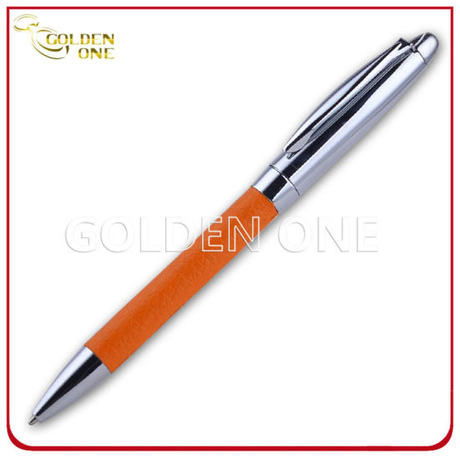 Promotion Gift Click Design Metal Ball Pen with PU Leather