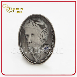 3D Head Antique Silver Coin, Custom Metal Coin