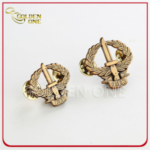 Custom Die Cut Design Antique Gold Metal Badge