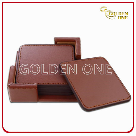 High Quality Promotion Gifts PU Leather Coaster Set