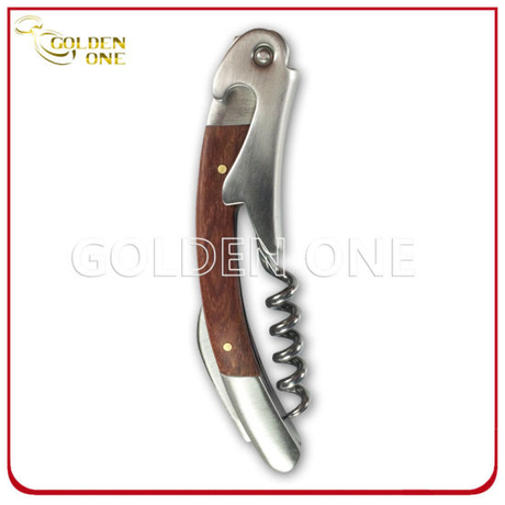 Fashion Design Stainless Steel Wine Opener with Wooden Handle