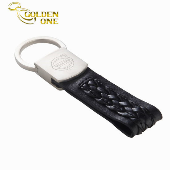 Custom Style Hot Stamped Brown PU Leather Key Tag
