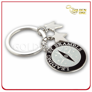 Promotional Soft Enamel Compass Metal Key Ring with Charm