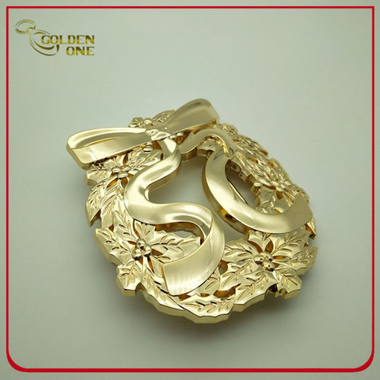 Custom 3D Cut out Shiny Gold Souvenir Metal Belt Buckle