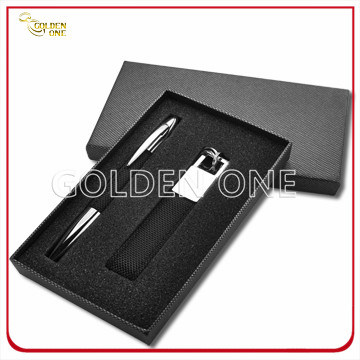 High Quality Metal Click Pen and Keyring Gift Set