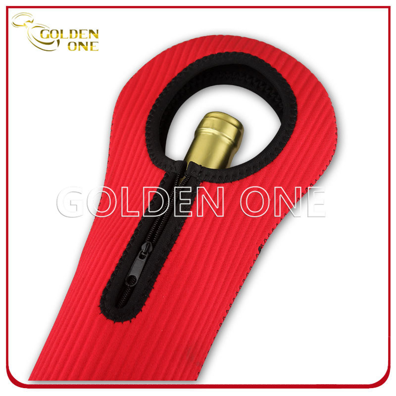 Tote impreso Bolsa de botella de vino de neopreno con cremallera