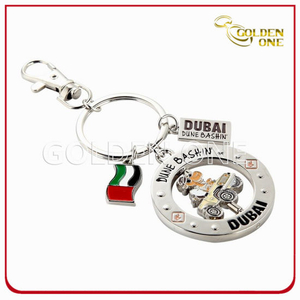 Customized Color Fill Nickle Plated Metal Souvenir Keychain