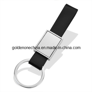 Promotion Double Ring Design Genuine Leather Key Chain