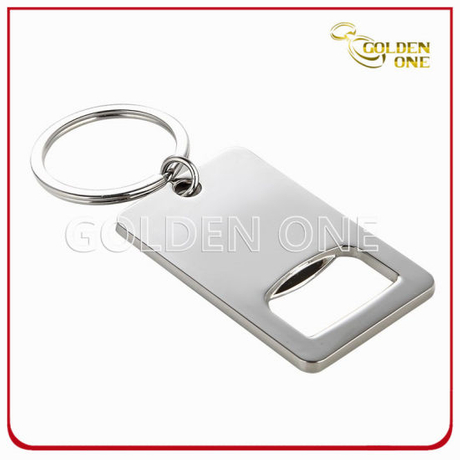 New Design Nickel Plated Metal Key Ring with Bottle Opener