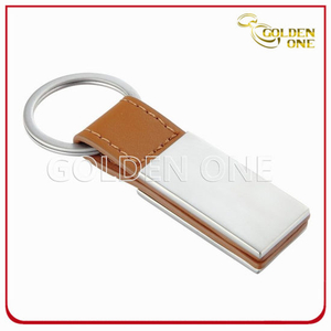 Rectangle Blank PU Leather Key Ring for Promotional Use
