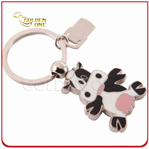 Customized Novel Cow Shape Soft Enamel Metal Keychain