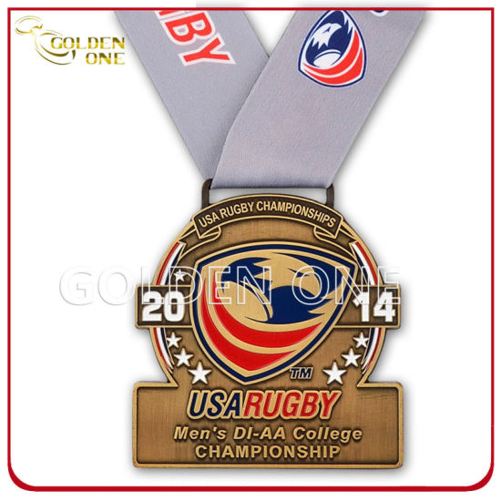 Rugby Championship Antique Brass Plated Soft Enamel Medal