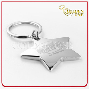 Customized Star Shape Engraved Metal Keychain
